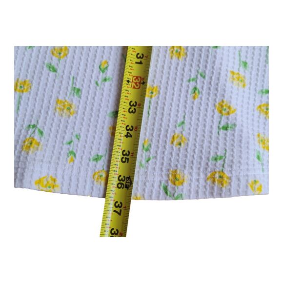 Miss Elaine House Coat Robe Full Zip Summer White Yellow Floral Waffle Texture M - Picture 10 of 12